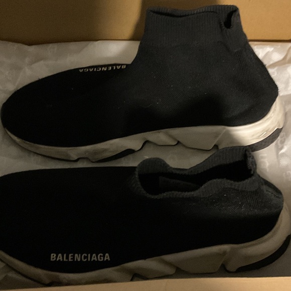 Balenciaga Shoes - Balenciaga women Black and White Sock Sneakers